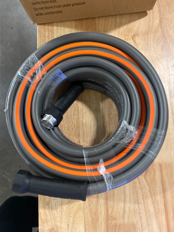 Photo 2 of GREENER Heavy Duty Garden Hose 50ft, 5/8" Flexible Hybrid Rubber Hose, Kink-resistant Water Hose with Leakproof Swivel Grip, 3/4in Solid Fittings and Functional Nozzle, For Outdoor Garden Lawn