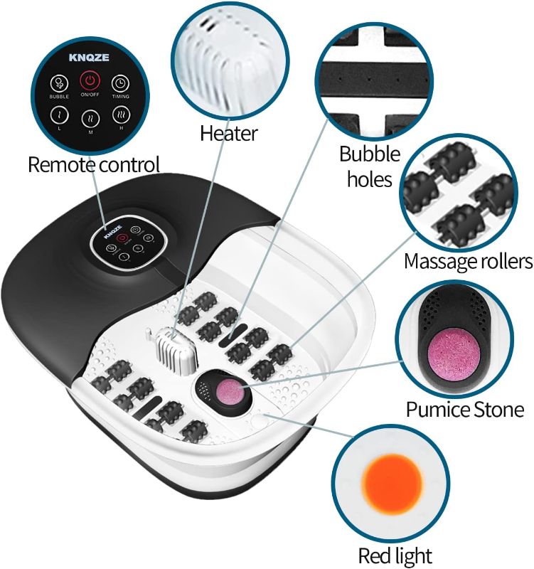 Photo 1 of Foot Spa Bath with Heat, Remote Control, Temperature Control, Bubbles, Pumice Stone, Red Light, Timer, 16 Massage Roller Pedicure Foot Spa Tub Foot Soaker for Soothe & Relax Tired Feet