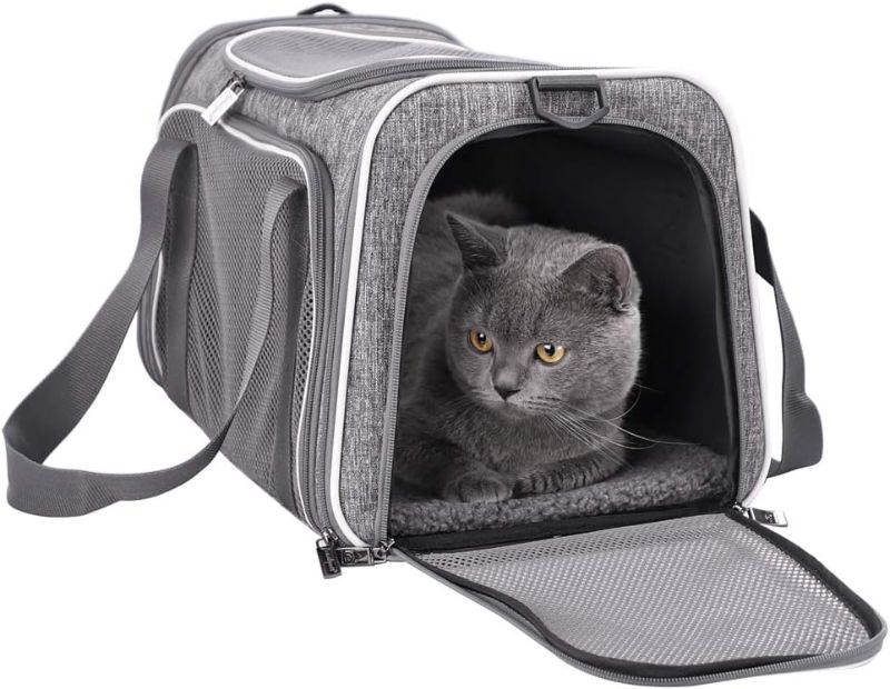 Photo 1 of petisfam Top Load Cat Carrier Bag for Medium Cats and Small Dogs. Airline Approved, Collapsible, Escape Proof and Auto-Safe. Easy to get cat in and Make Vet Visit Less Stressful