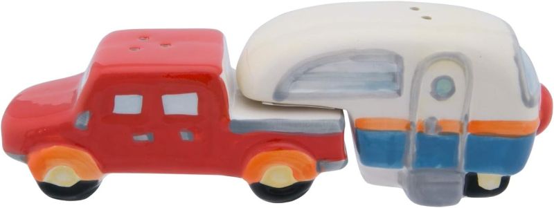 Photo 1 of Beachcombers Truck/Camper Salt and Pepper Unique Ceramic Novelty Shakers Decor Decoration Red and White Truck/Camper