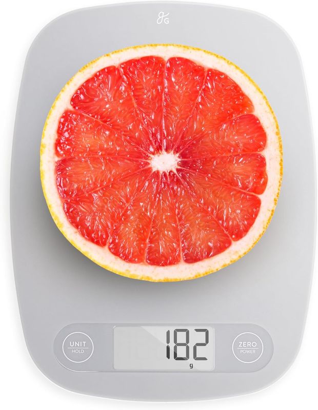 Photo 1 of Greater Goods Gray Food Scale, Digital Display Shows Weight in Grams, Ounces, Milliliters, and Pounds, Perfect for Meal Prep, Cooking, and Baking, A Kitchen Necessity 