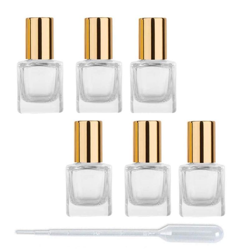 Photo 1 of (10 piece) 5ml Clear Square Clear Glass Roller Bottles Cosmetic Containers Vials Travel Roll-On Bottle with Gold Cap for Essential Oils Perfumes Aromatherapy DIY Sample Cosmetic