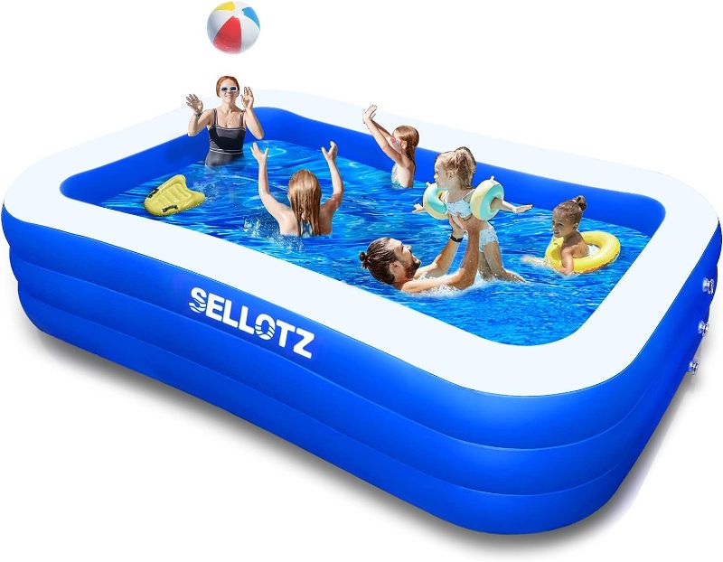 Photo 1 of SELLOTZ Inflatable Pool for Kids and Adults, 120" X 72" X 22" Oversized Thickened Family Swimming Pool for Toddlers, Outdoor, Garden, Backyard, Summer Water Party
