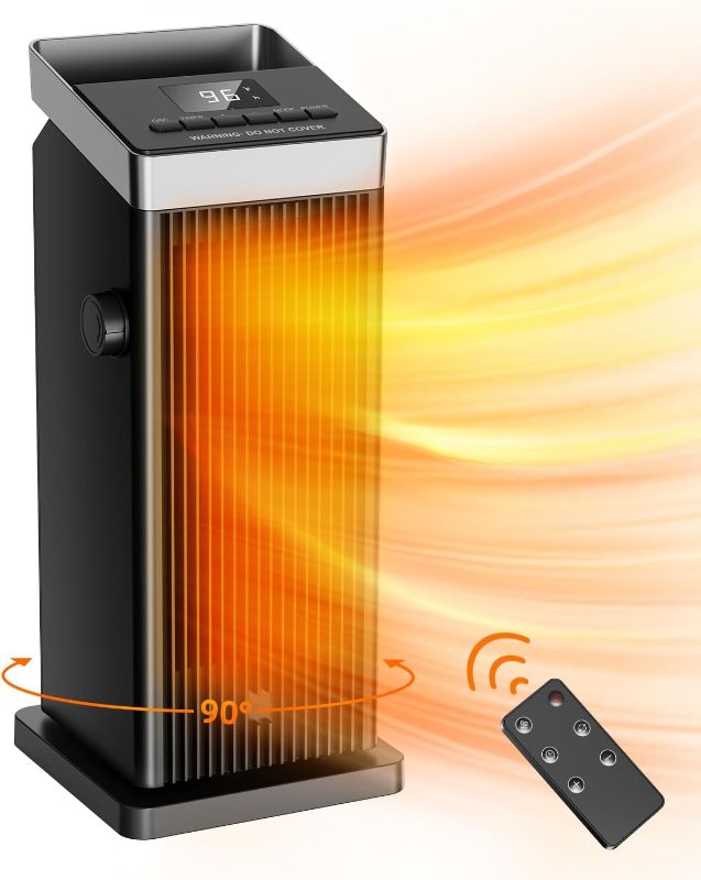 Photo 1 of BREEZOME Space Heater, 1500W Fast Heating Heater for Indoor Use, Ceramic Electric Heater for Home with Thermostat, 90° Oscillating Portable Heater with Remote
