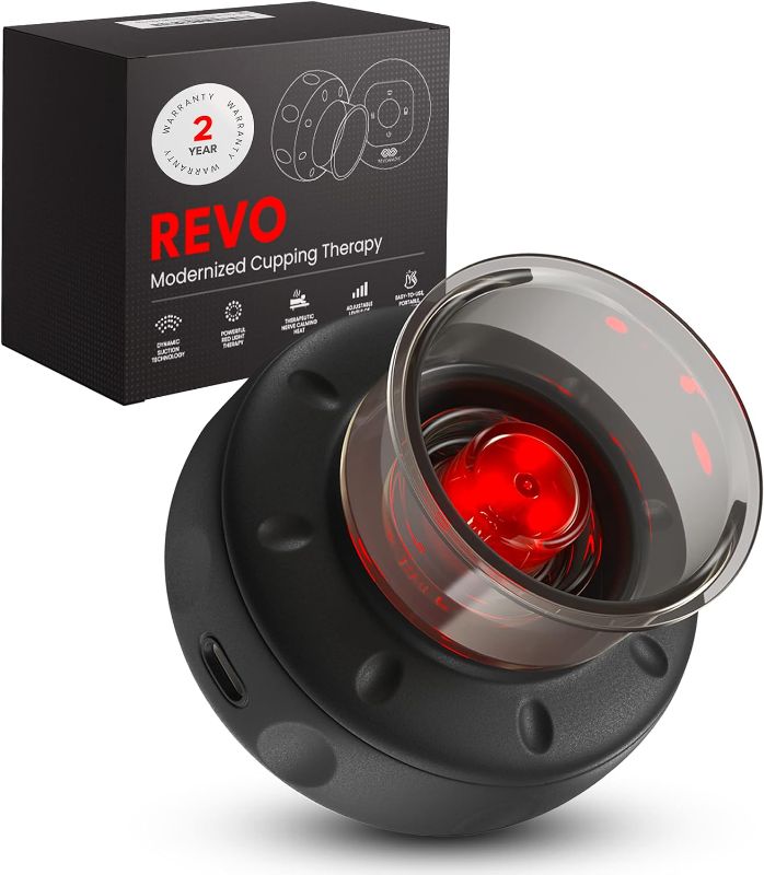 Photo 1 of REVO the Original 4-in-1 Smart Cupping Therapy Massager with Red Light Therapy for Targeted Pain Relief, Knots, Aches, Muscle Soreness, Circulation and Tighter Skin | Portable Electric Cupping Kit
