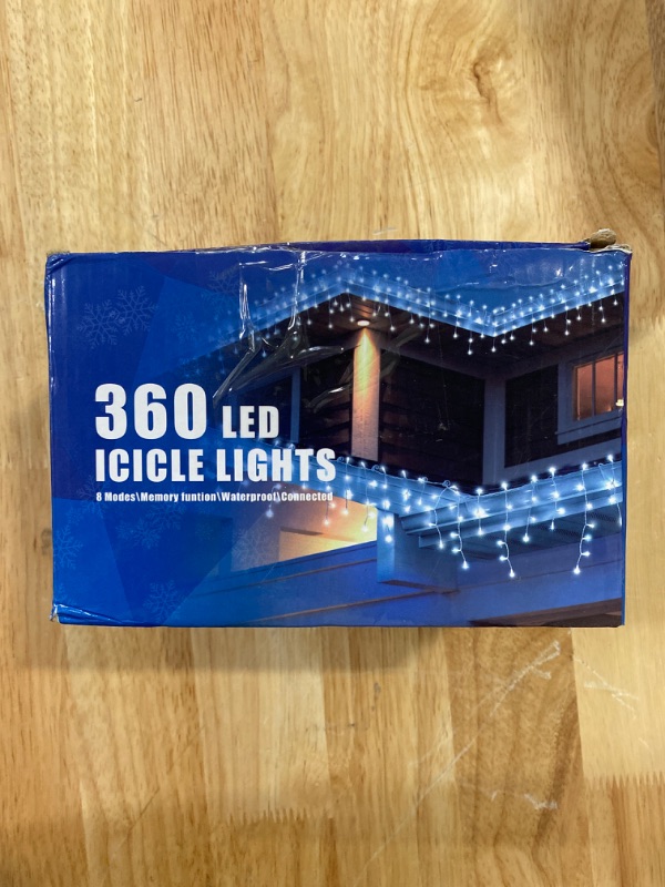 Photo 2 of 360 LED Christmas Icicle Lights for Christmas Halloween Decoration (Blue)
