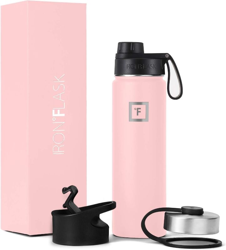 Photo 1 of IRON °FLASK Sports Water Bottle - 22 Oz 3 Lids (Wide Spout Lid), Leak Proof - Stainless Steel Gym & Sport Bottles for Men, Women & Kids - Double Walled, Insulated Thermos, Metal Canteen
