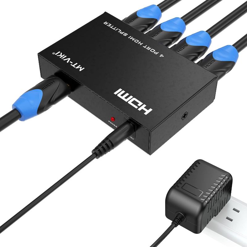 Photo 1 of HDMI Splitter 1 in 4 Out, MT-ViKI 1x4 Power HDMI Splitter 4 Ports w/AC Adapter