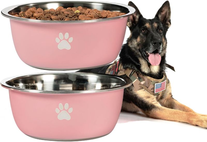 Photo 1 of Podinor Large Dog Water Bowl 2 Pack, 170oz Stainless Steel Extra Large Dog Food Bowl for Big Giant Dogs
