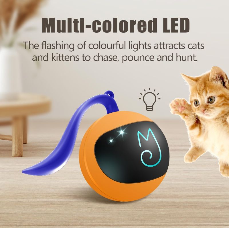 Photo 1 of Migipaws Cat Toy, Automatic Moving Ball Bundle Classic Mice + Feather Kitten Toys in Pack. DIY N in 1 Pets Smart Electric Teaser, USB Rechargeable (Orange)