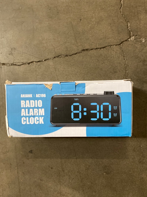 Photo 2 of ANJANK Digital Alarm Clock Radios for Bedroom 0-100% Dimmer, Weekday/Weekend Dual Alarm, USB Charging Port, Battery Backup,FM Radio with Sleep Timer, Easy to Set for Kids, Bedside, Nightstand, Desk