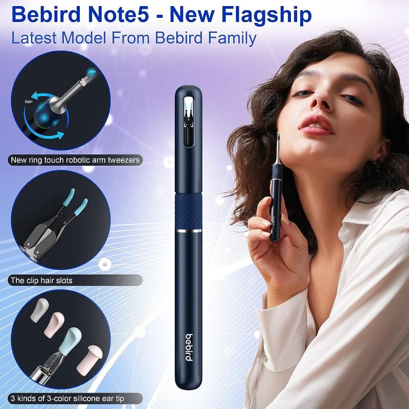 Photo 2 of Bebird Pro Note5 Ear Wax Removal Tool Camera, Bebird Ear Cleaner, 10 Megapixel HD Otoscope with Light, Ear Camera with Tweezers 3-in-1, Spade Ear Cleaner for iPhone, Android(Blue?
