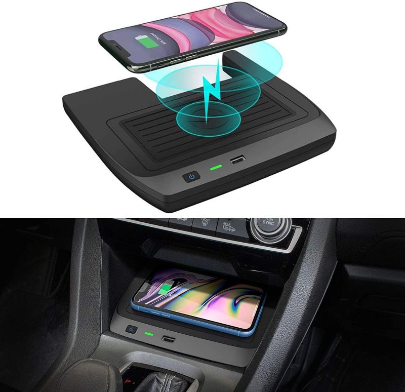 Photo 1 of CarQiWireless Wireless Charger for Honda Civic 2016-2021 with USB Port, Wireless Charging Pad for Honda Civic Hatchback Si Coupe Type R Accessories 2021 2020 2019 2018 2017 2016
