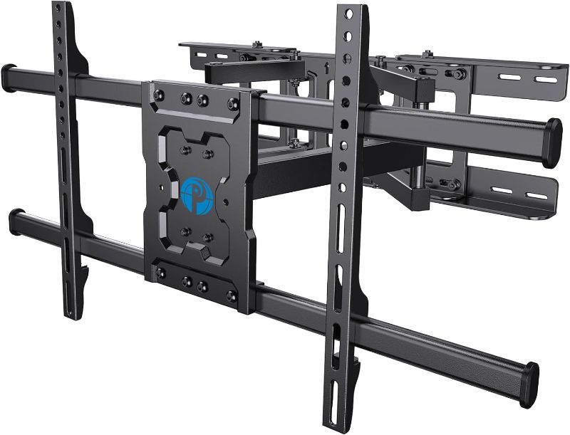 Photo 1 of Full Motion TV Wall Mount Articulating Arms Swivel Tilt Rotation for Most 37-75 Inch OLED, LCD, LED Flat Curved TVs, Extension to 24 inch Wood Stud up to 132lbs Max VESA 600x400mm by Pipishell
