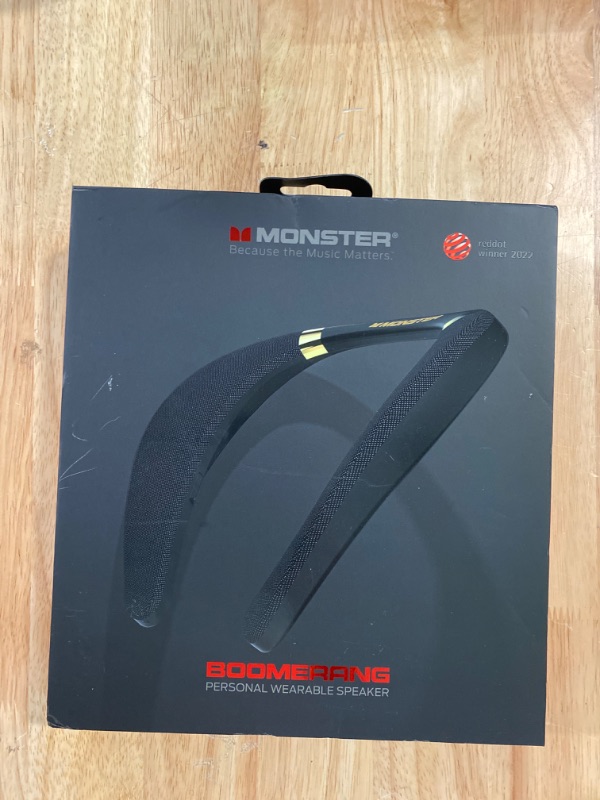 Photo 2 of Monster Boomerang Neckband Bluetooth Speaker, Neck Speaker Bluetooth Wireless, Wearable Speaker with 12H Playtime, True 3D Stereo Sound, Portable Soundwear, IPX7 Waterproof, for Home Outdoor
