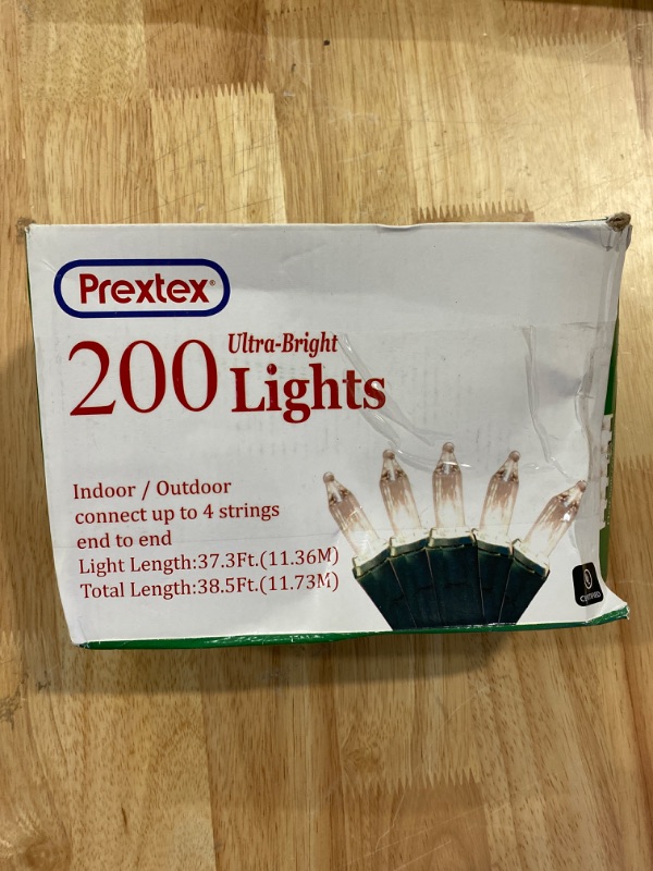 Photo 2 of PREXTEX Christmas Lights (40 Feet, 200 Lights) - Clear White Christmas Tree Lights with Green Wire - Indoor/Outdoor String Lights - Warm White Twinkle Lights
