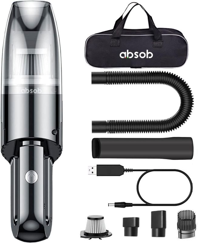 Photo 1 of absob Handheld Vacuum Cleaner Cordless, Mini Portable Car Hand Vacuum Cleaner, Powerful Suction Hand Vac, Rechargeable Lightweight Handheld Vacuum for Home, Car, and Keyboard Cleaning - USB Charging
