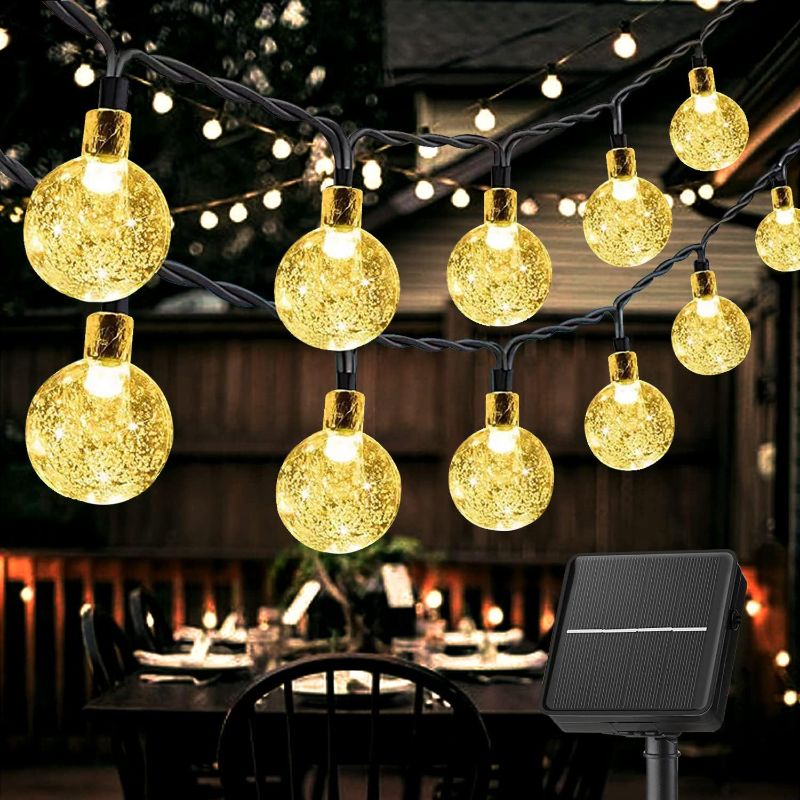 Photo 1 of Solar String Lights Outdoor, 36.5ft 60 LED Waterproof Crystall Globe Lights with 8 Lighting Modes, Solar Powered Patio Lights for Garden Yard Porch Wedding Party Decor (Warm White)
