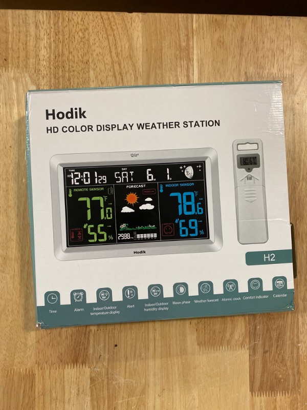 Photo 2 of Weather Station with Atomic Clock Indoor Outdoor Thermometer Wireless, Humidity and Temperature Monitor Barometer Hygrometer with High Precision Sensor White
