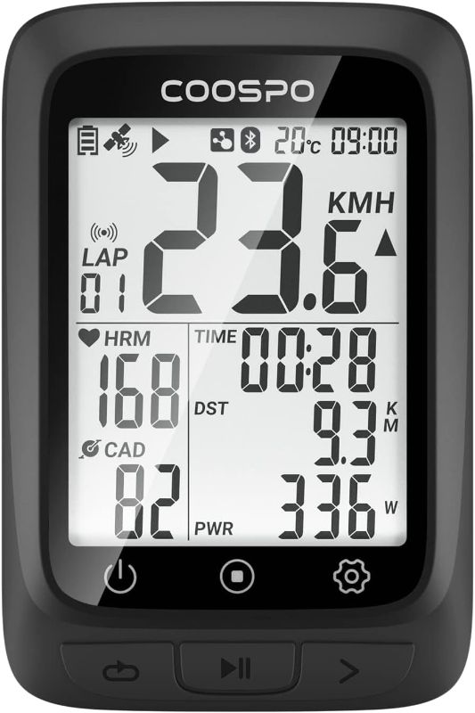 Photo 1 of COOSPO Bike Computer GPS Wireless, ANT+ Cycling Computer GPS with Bluetooth, Multifunctional ANT+ Bicycle Computer GPS with 2.4 LCD Screen, Bike Speedometer with Auto Backlight IP67
