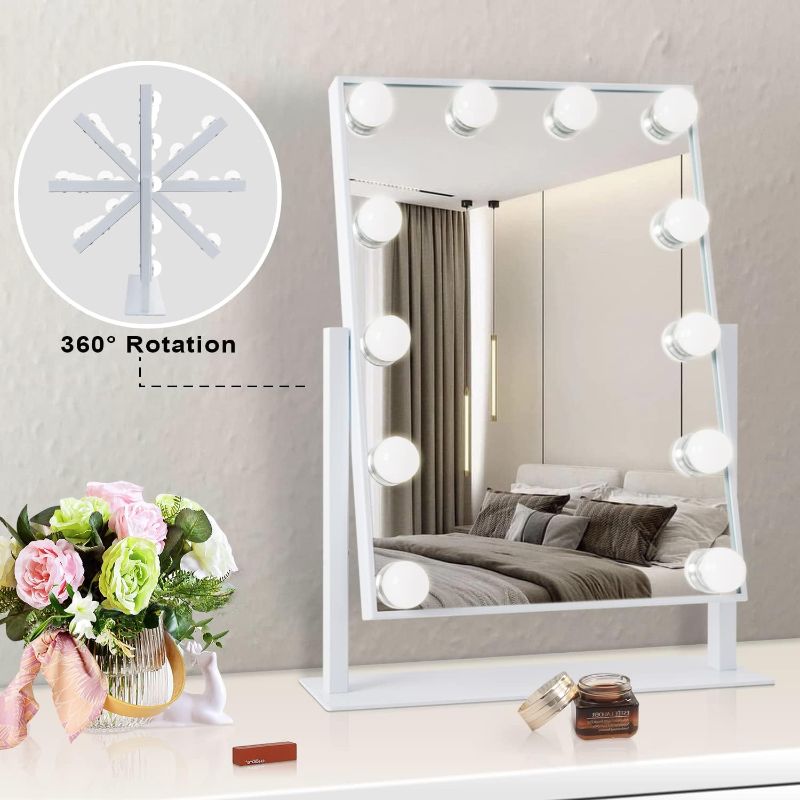 Photo 1 of Hansong Vanity Mirror with Lights Makeup Mirror with Lights 12 Dimmable Bulbs Hollywood Lighted Makeup Mirror Detachable 10x Magnification 3 Color Lighting Modes
