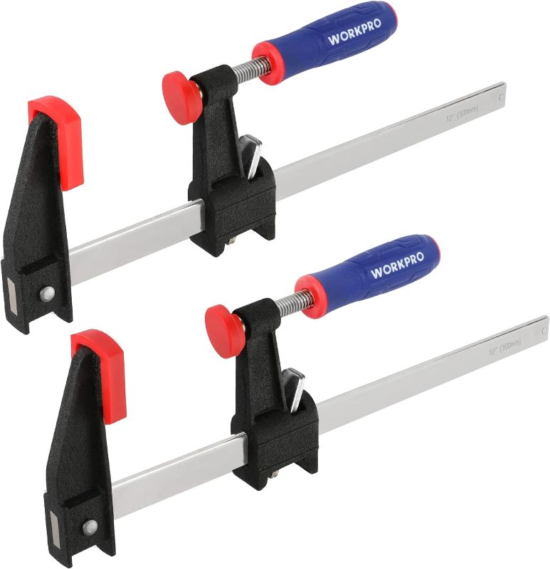 Photo 1 of WORKPRO 12-Inch Steel Bar Clamps Set, 2-pack Quick-Release Clutch Style Bar Clamps