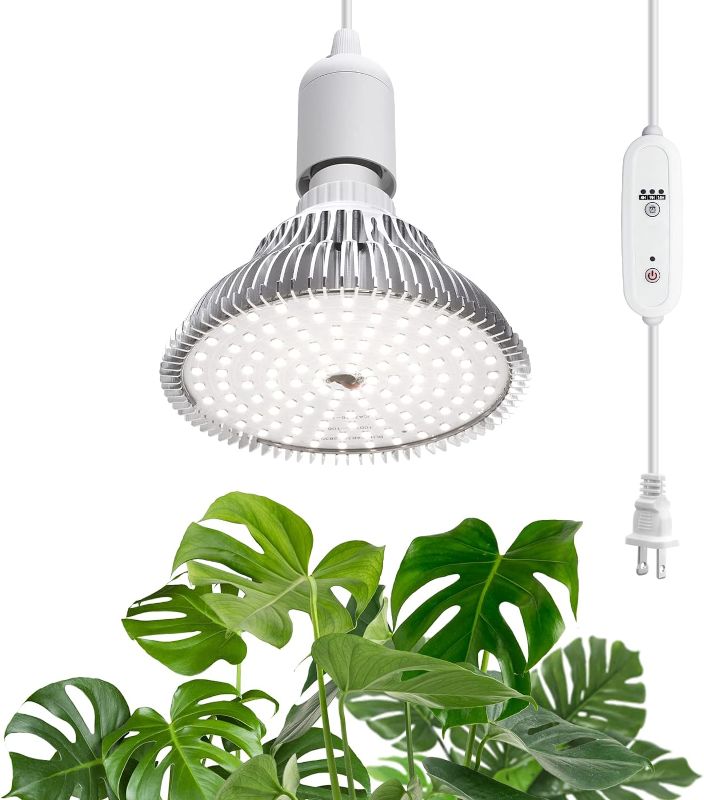 Photo 1 of SpeePlant Hanging Grow Lights for Indoor Plants, 25W 5000K, LED Grow Light Bulbs, Height Adjustable Plant Light with Timer, Full Spectrum Grow Light Replace Sunlight for Succulent, Greenhouse
