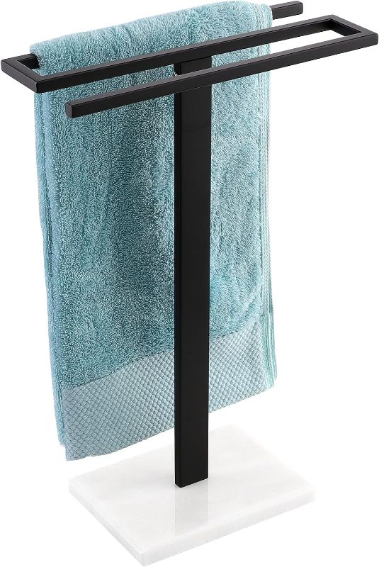 Photo 1 of KES Black Hand Towel Holder, Free Standing Towel Rack Towel Stand S-Shape with Marble Base for Bathroom Countertop SUS304 Stainless Steel Matte Black, BTH223-BK

