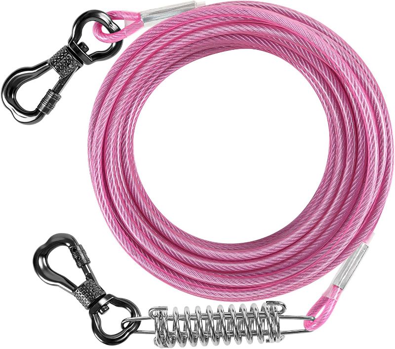 Photo 1 of Tresbro 120 ft Dog Tie Out Cable, Heavy Duty Dog Chains for Outside with Spring Swivel Lockable Hook, Long Pet Runner Cable Leads for Yard?Dog Line Tether for Small Medium Large Dogs Up to 500 LBS
