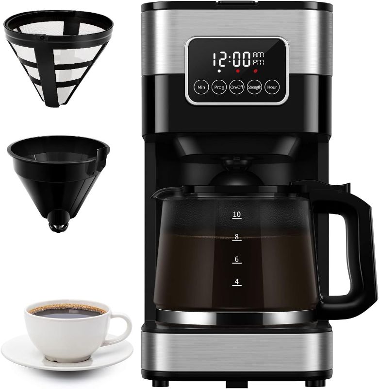 Photo 1 of SHARDOR Drip Coffee Maker, Programmable 10-cup Coffee Machine with Touch Screen, Coffee Pot with Timer, Auto Shut-off, Reusable Filter, Home and Office, Black & Stainless Steel
