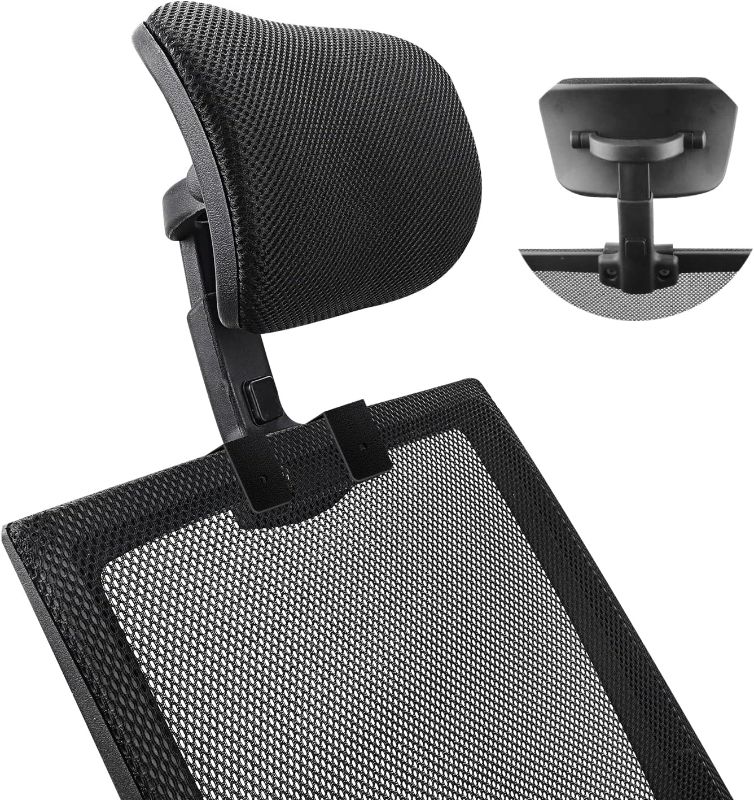 Photo 2 of Office Chair Headrest Attachment Universal, Head Support Cushion for Any Desk Chair, Elastic Sponge Head Pillow for Ergonomic Executive Chair, Adjustable Height & Angle Upholstered, Chair Not Included
