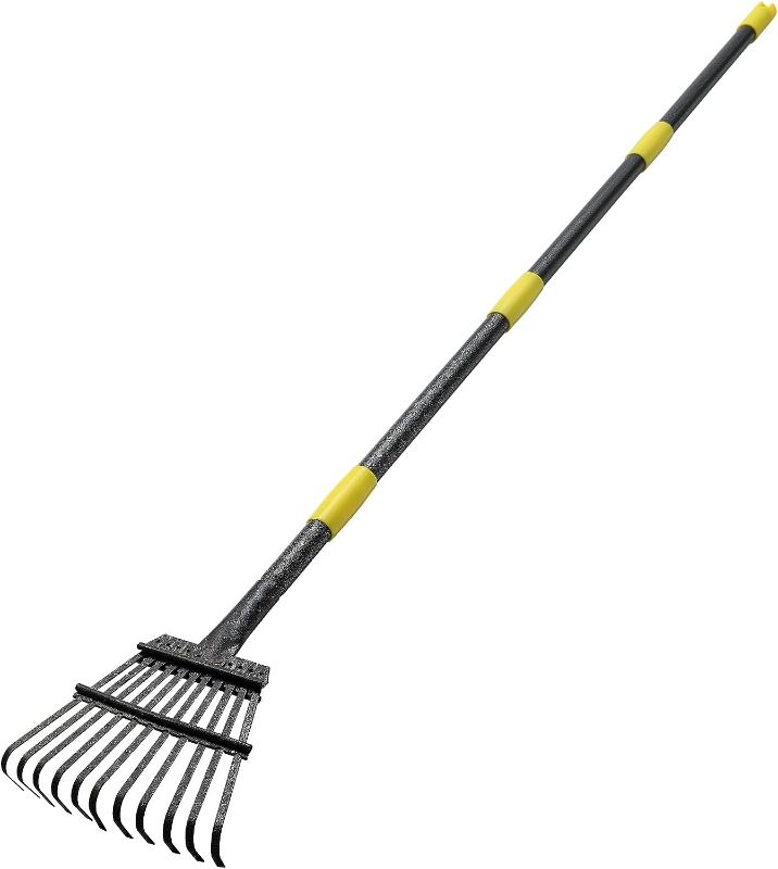 Photo 1 of Rake for Leaves,Heavy Duty Garden Leaf Rake for Lawns,60” Long 8.5 Inch Wide Adjustable 11 Tines Sturdy Metal Yard Rake with Non-Slip Comfort Handle…
