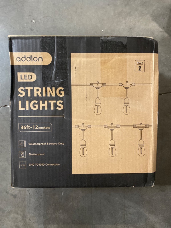 Photo 2 of addlon LED Outdoor String Lights 36FT with Dimmable Edison Vintage Shatterproof Bulbs and Commercial Grade Weatherproof Strand - ETL Listed Heavy-Duty Decorative Lights for Patio Garden
