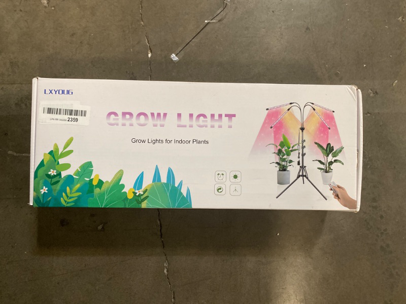 Photo 2 of Lxyoug LED Grow Lights for Indoor Plants Full Spectrum with 15-60 inches Adjustable Tripod Stand, Red Blue White Floor Grow Lamp with 4/8/12H Timer with Remote Control
