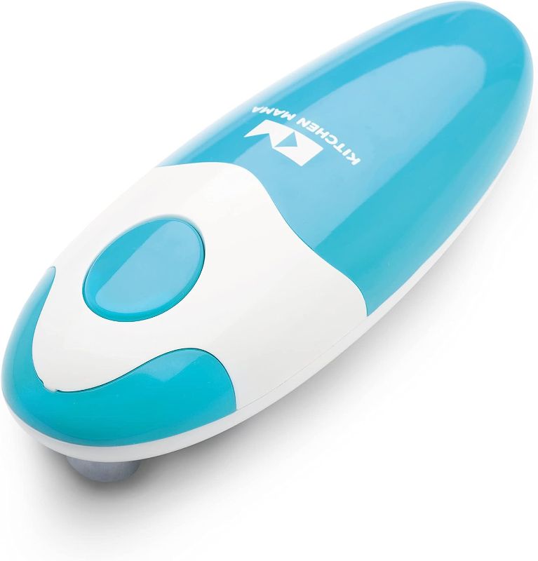 Photo 1 of Kitchen Mama Auto Electric Can Opener: Open Your Cans with A Simple Push of Button - Automatic, Hands Free, Smooth Edge, Food-Safe, Battery Operated, YES YOU CAN (Sky Blue)
