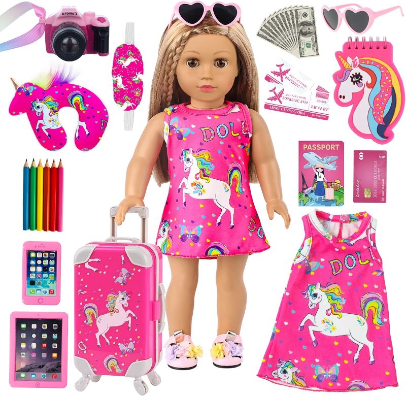 Photo 1 of ZQDOLL 18 Inch Doll Clothes and Accessories Travel Luggage Play Set for 18 Inch Girl Doll
(Doll Not Included)