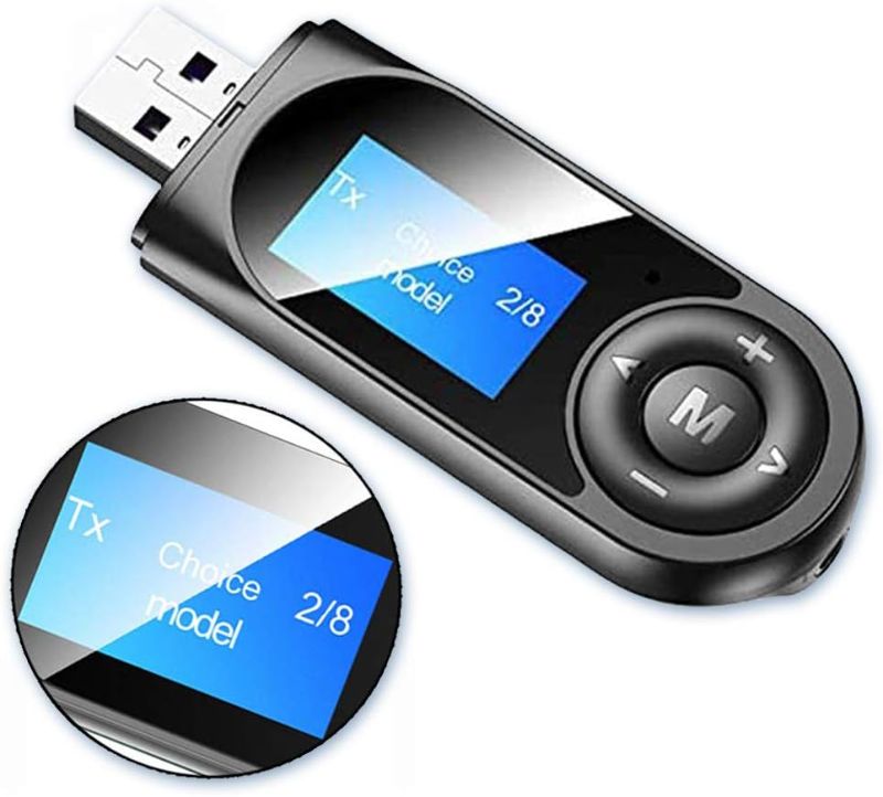 Photo 1 of Bluetooth 5.0 Transmitter and Receiver with LCD Display, 2 in 1 Portable Visualization Bluetooth Adapter
