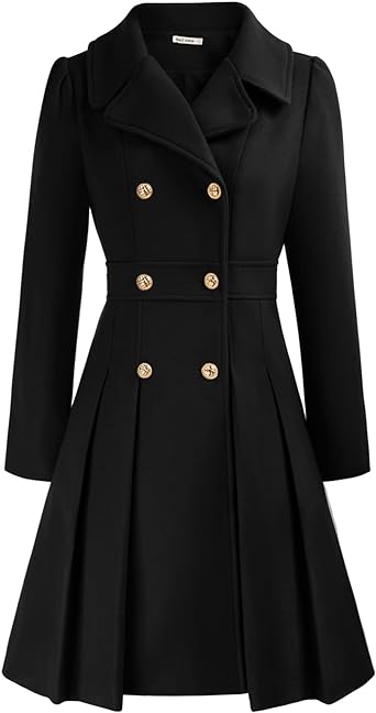 Photo 1 of GRACE KARIN Women's Trench Coat Notch Lapel Double Breasted Thick A Line Pea Coats Jacket with Pockets(M)
