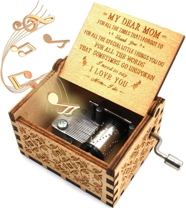Photo 1 of You are My Sunshine Wooden Music Box, Laser Engraved Retro Wooden Sunshine Music Box Gift for Birthday/Mother's Day/Valentine's Day (for mom)