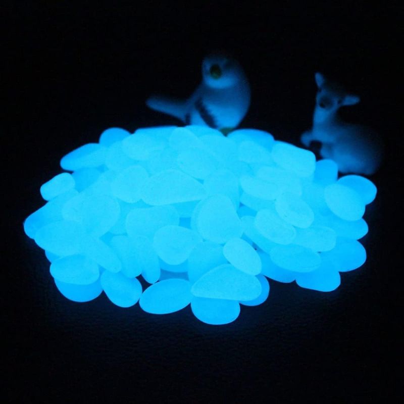 Photo 1 of Glow in The Dark Pebbles  Blue Glow Rocks Luminous Stone for Fish Tank, Aquariums Rocks Garden Yard, Path Patio Decorations Powered by Light or Solar