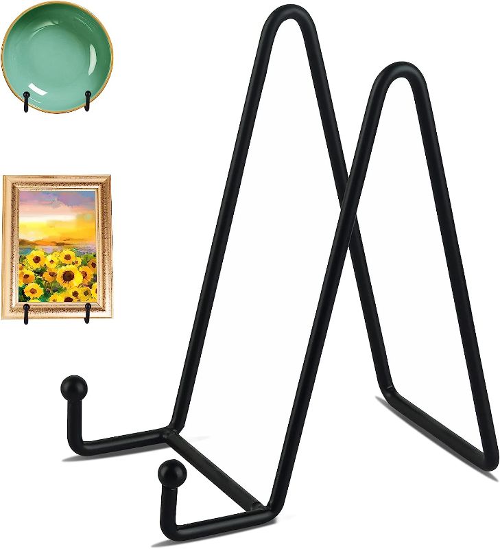 Photo 1 of (4)  6 Inch Black Metal Display Stands Plate Holder Display Stands for Picture, Decorative Plate, Book, Photo Easel, Artistic Work
