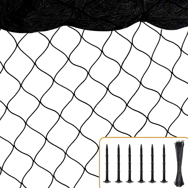 Photo 1 of Bird Netting 50'x50' with 2.4" Square Mesh Bird Net Garden Netting for Chicken Coop, Poultry Netting Heavy Duty Nylon for Garden, Aviary, Pests, Deer Fence Chicken Netting Fruit Tree Netting
