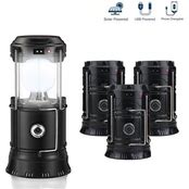 Photo 1 of 4 Pack Camping Lantern, Rechargeable LED Lanterns, Solar Lantern Battery Powered Hurricane Lantern Flashlights with 3 Powered Ways & USB Cable for Emergency, Power Outage, Hurricane Supplies,Black