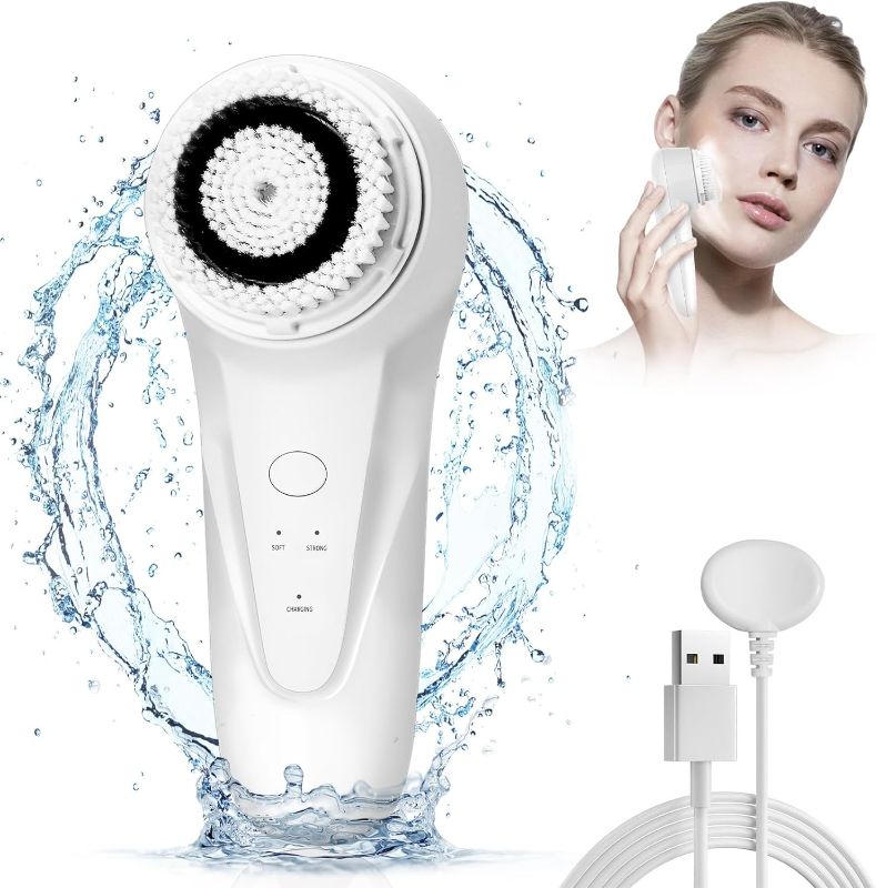 Photo 1 of Facial Cleansing Brush, IPX7 Waterproof Sonic Facial Cleansing Brush is Suitable for Men & Women, Electric Face Cleansing Brush with 2 Brush Heads Easily Cleans Dirt and Exfoliating from The Skin
