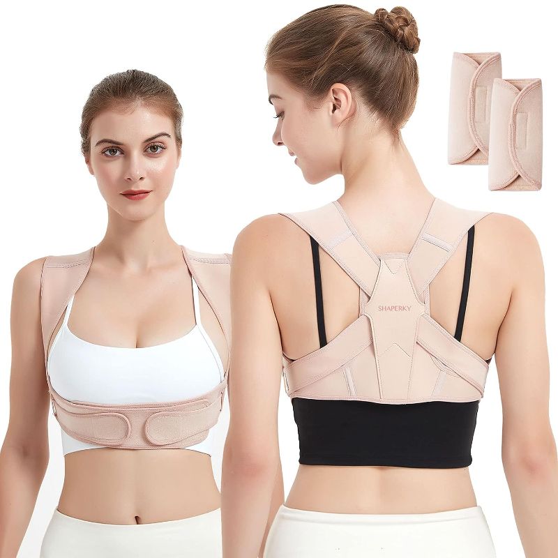 Photo 1 of SHAPERKY Posture Corrector for Women and Men, Adjustable Upper Back Brace for Posture Hunchback Support and Providing Pain Relief from Neck, Shoulder, and Upper Back,S/M?29"-36"
