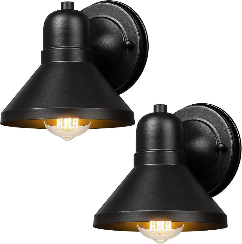 Photo 1 of Brightever Outdoor Wall Lantern, 2-Pack Exterior Wall Light Fixtures, Waterproof Anti-Rust Black Wall Mount Lighting, Small E26 Socket Outside Lights for House, Front Porch, Playhouse, Garage

