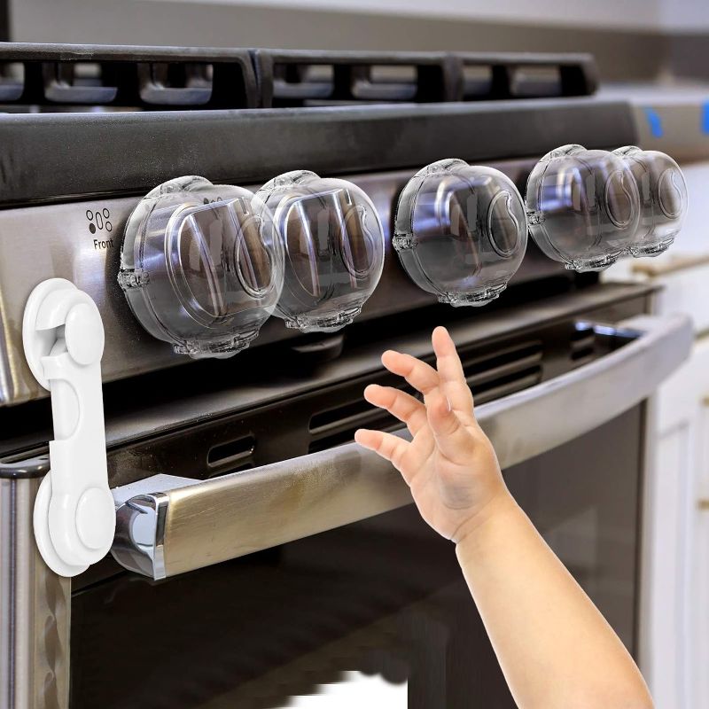Photo 1 of Mom's Choice Gold Awards Winner - Stove Knob Covers for Child Safety (5 + 1 Pack) Double-Key Design and Upgraded Universal Size Gas Knob Covers Clear View Childproof Oven Knob Covers for Kids and Pets
