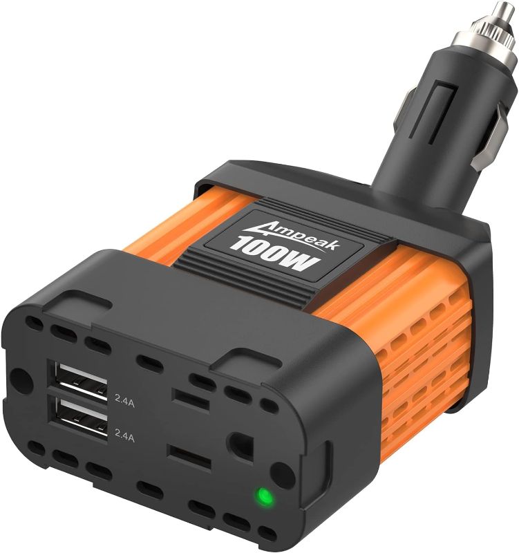 Photo 1 of Ampeak 100W Car Power Inverter DC 12V to 110V AC Converter 2.1A USB Car Plug ETL Certified
