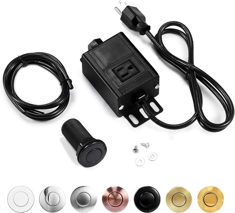 Photo 1 of Garbage Disposal Air Switch Kit, Sink Top Air Button for Waste Disposer with Aluminum Alloy Control Module (LONG PLASTIC BLACK BUTTON) by CLEESINK
