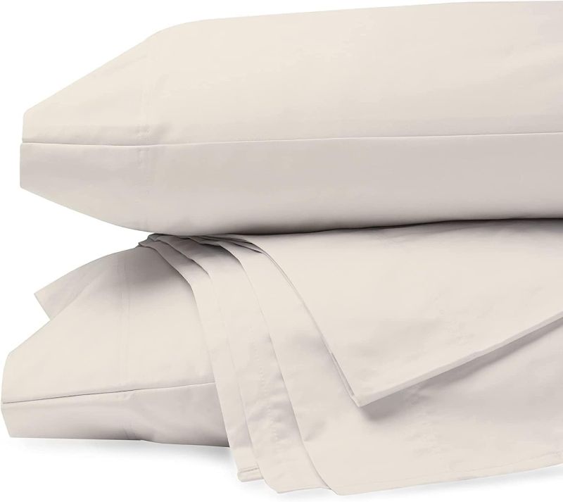 Photo 2 of Purity Home Organic 100% Cotton Percale Sheet Set, Queen Ivory with Elasticized Deep Pockets, Eco-Friendly & Breathable, 4 Piece Cooling Bed Sheet Set, Bedding Sheets for Queen Size Bed
